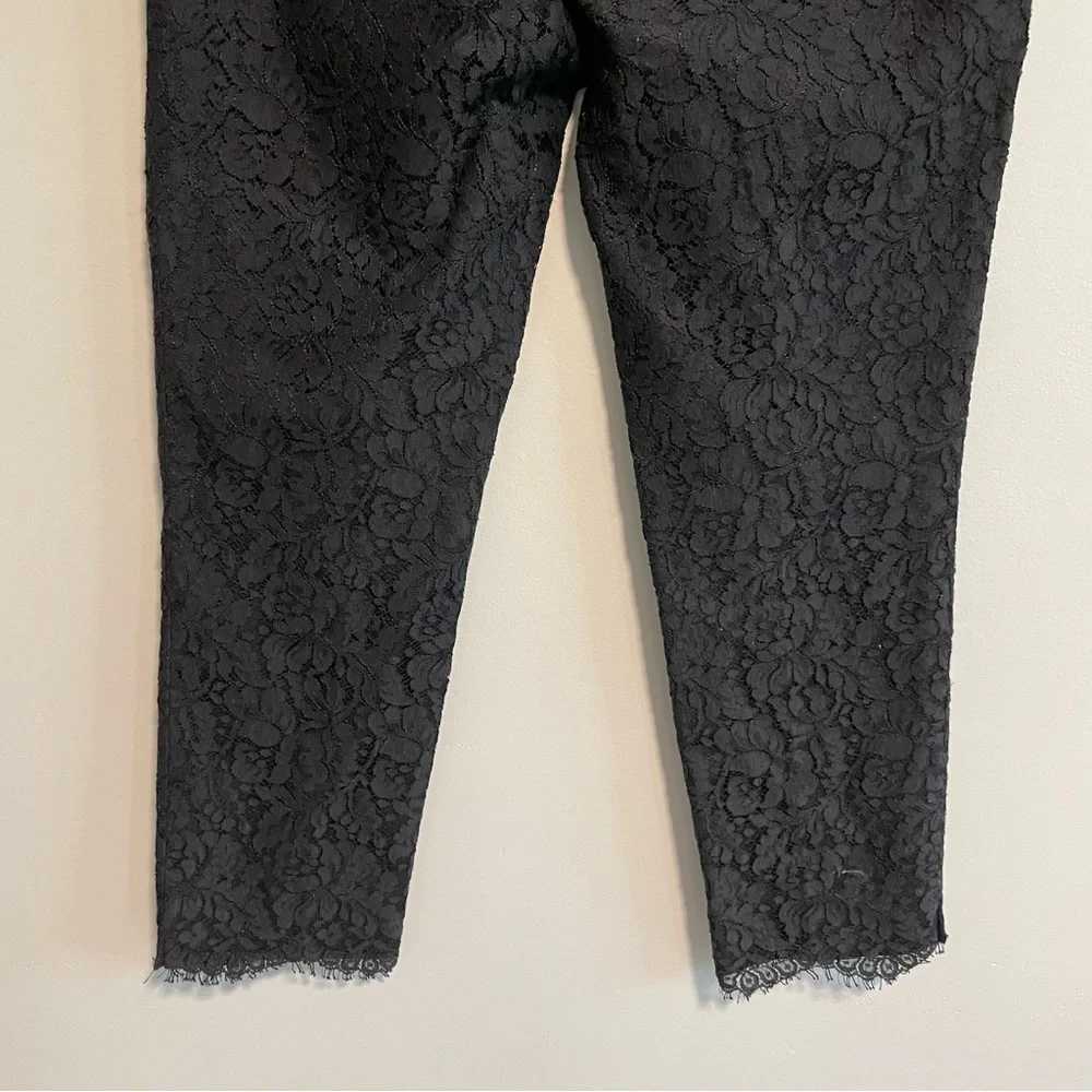 Kate Spade Black Ankle Pants Lace Trousers Size 2 Cigarette Leg Career Pants